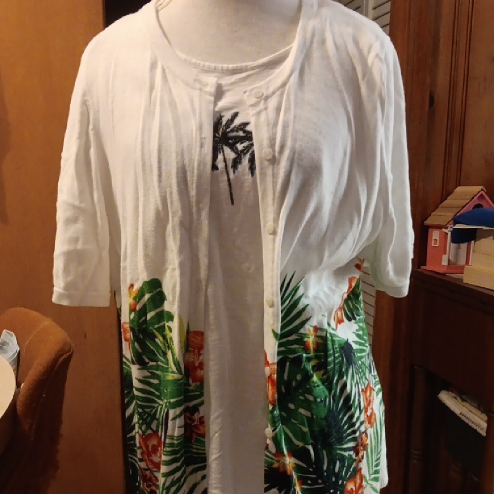 Plus Cj Banks S/s Sweater And Tee Shirt